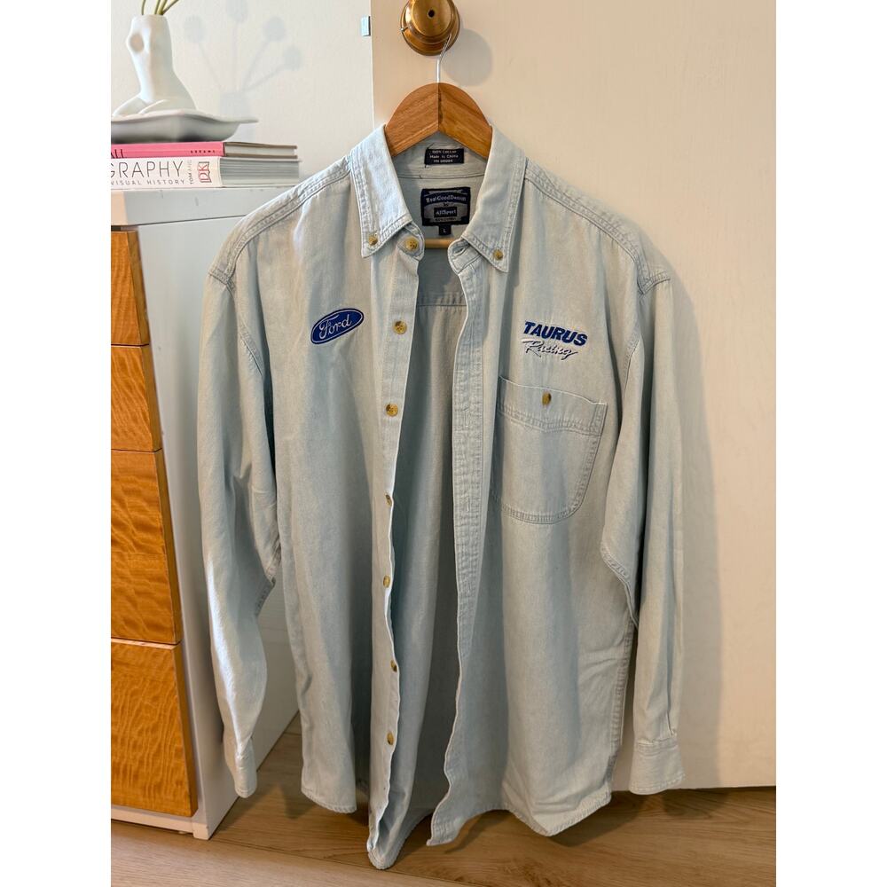 Vintage Ford Taurus‎ Racing Denim Button Down ✨